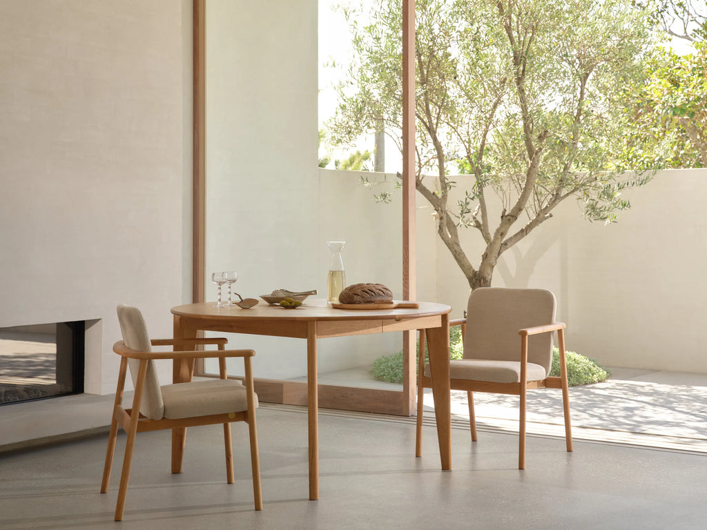 Jackson Dining Chair Oatmeal Beige Fabric Solid American Oak