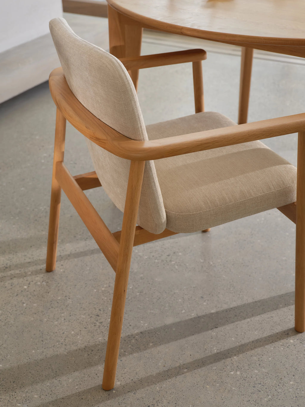 Jackson Dining Chair Oatmeal Beige Fabric Solid American Oak