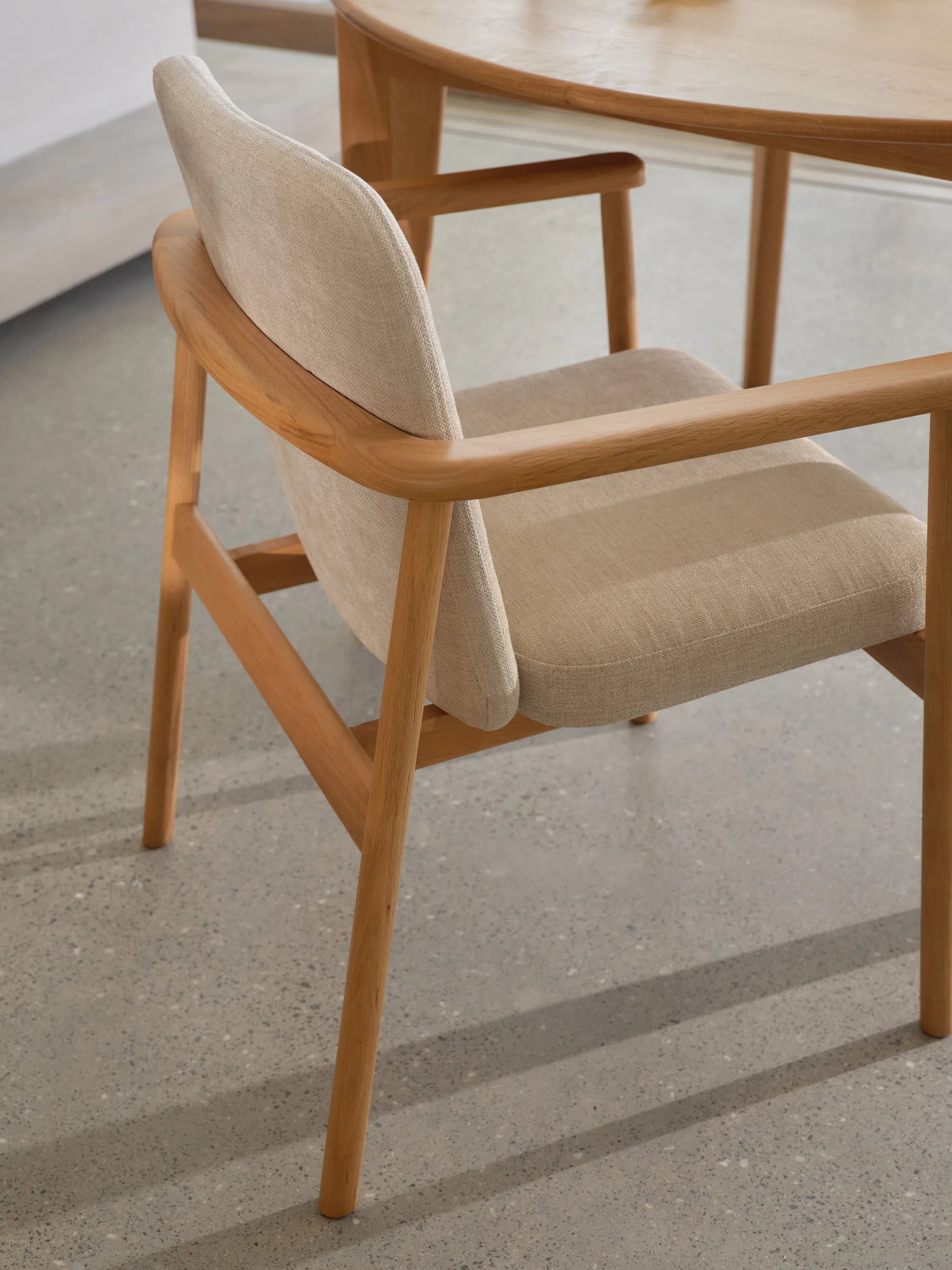 Jackson Dining Chair Oatmeal Beige Fabric Solid American Oak