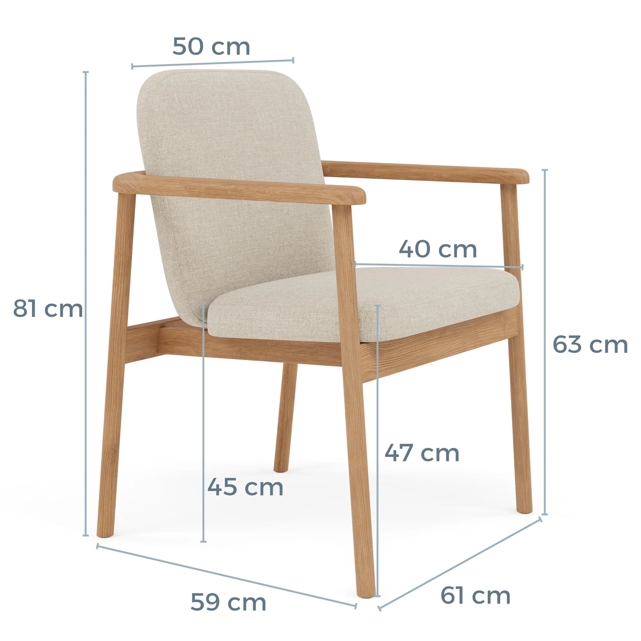 Jackson Dining Chair Oatmeal Beige Fabric Solid American Oak