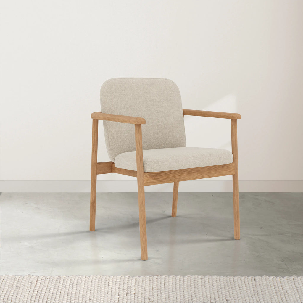 Jackson Dining Chair Oatmeal Beige Fabric Solid American Oak