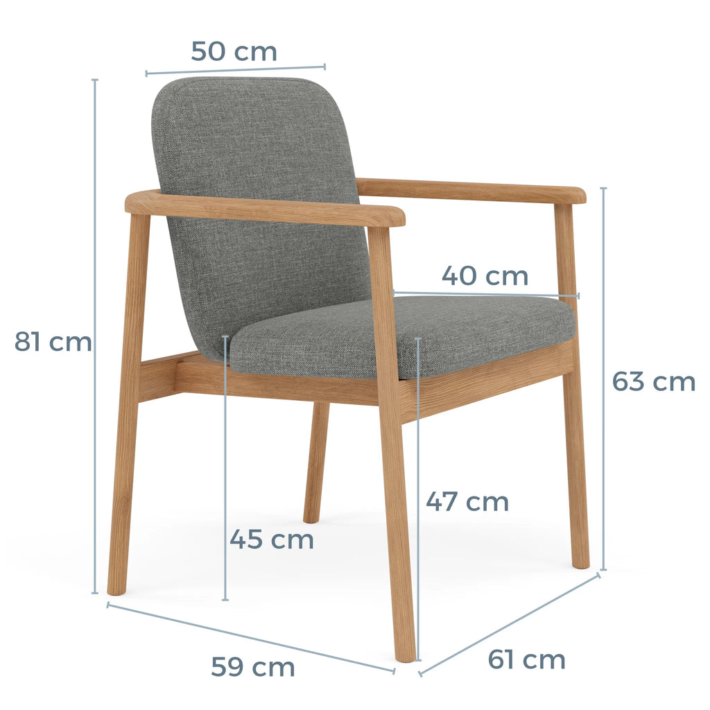 Jackson Dining Chair Pewter Grey Fabric Solid American Oak