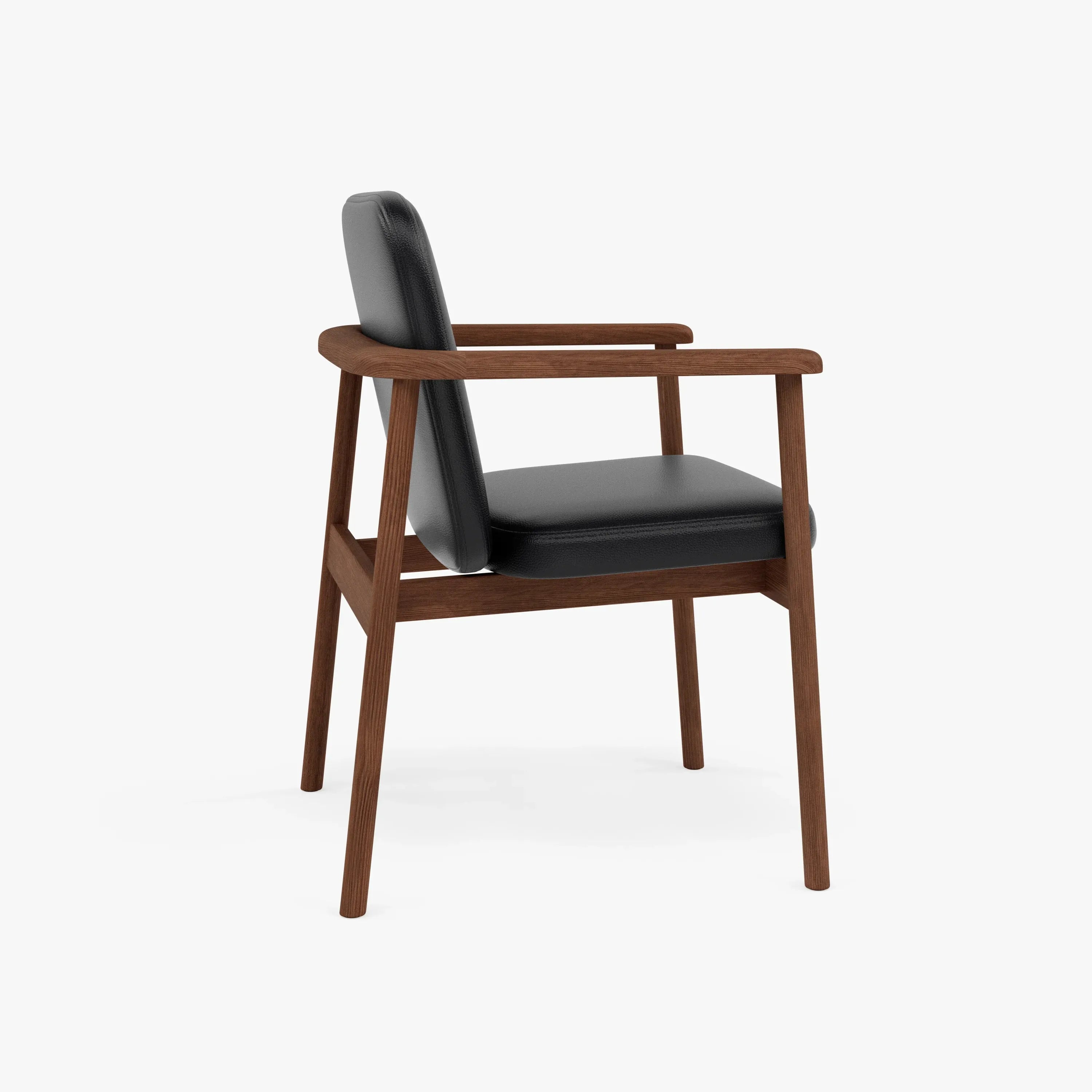 Jackson Dining Chair Black Leather Solid American Walnut