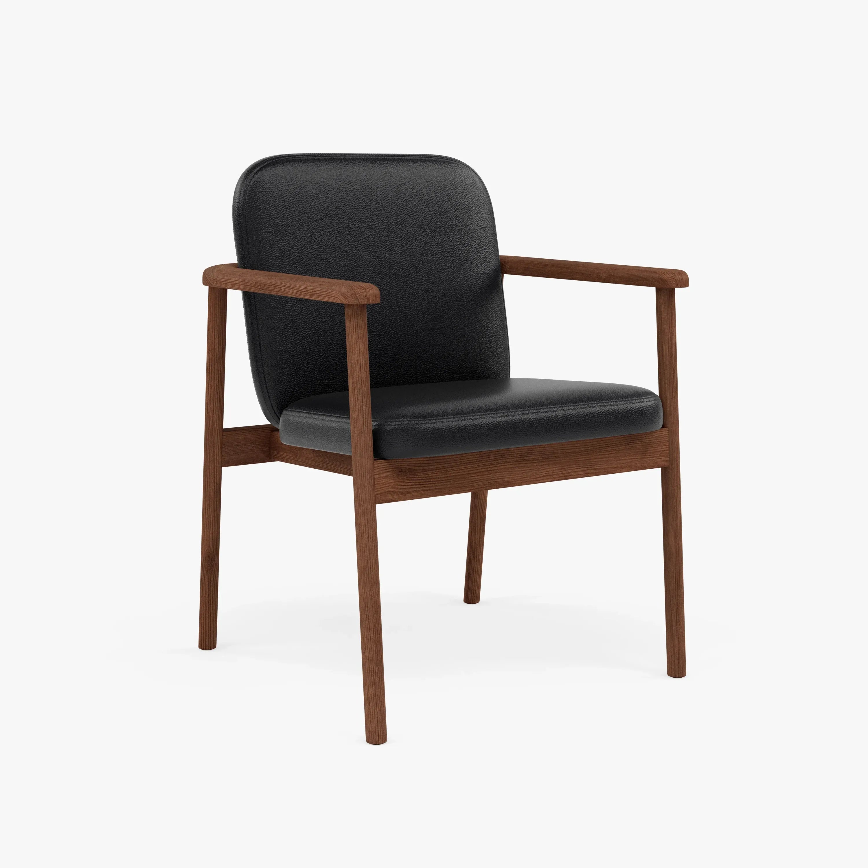 Jackson Dining Chair Black Leather Solid American Walnut