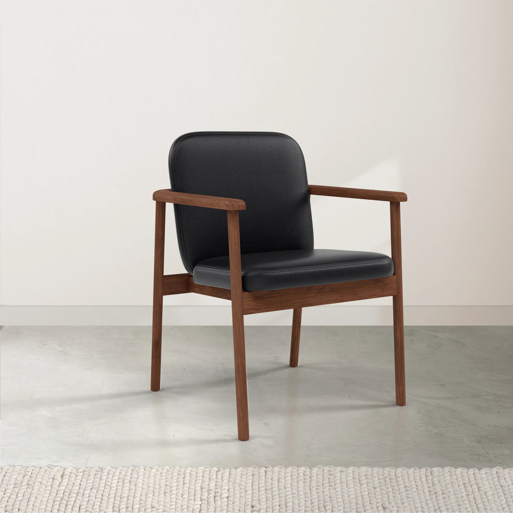Jackson Dining Chair Black Leather Solid American Walnut