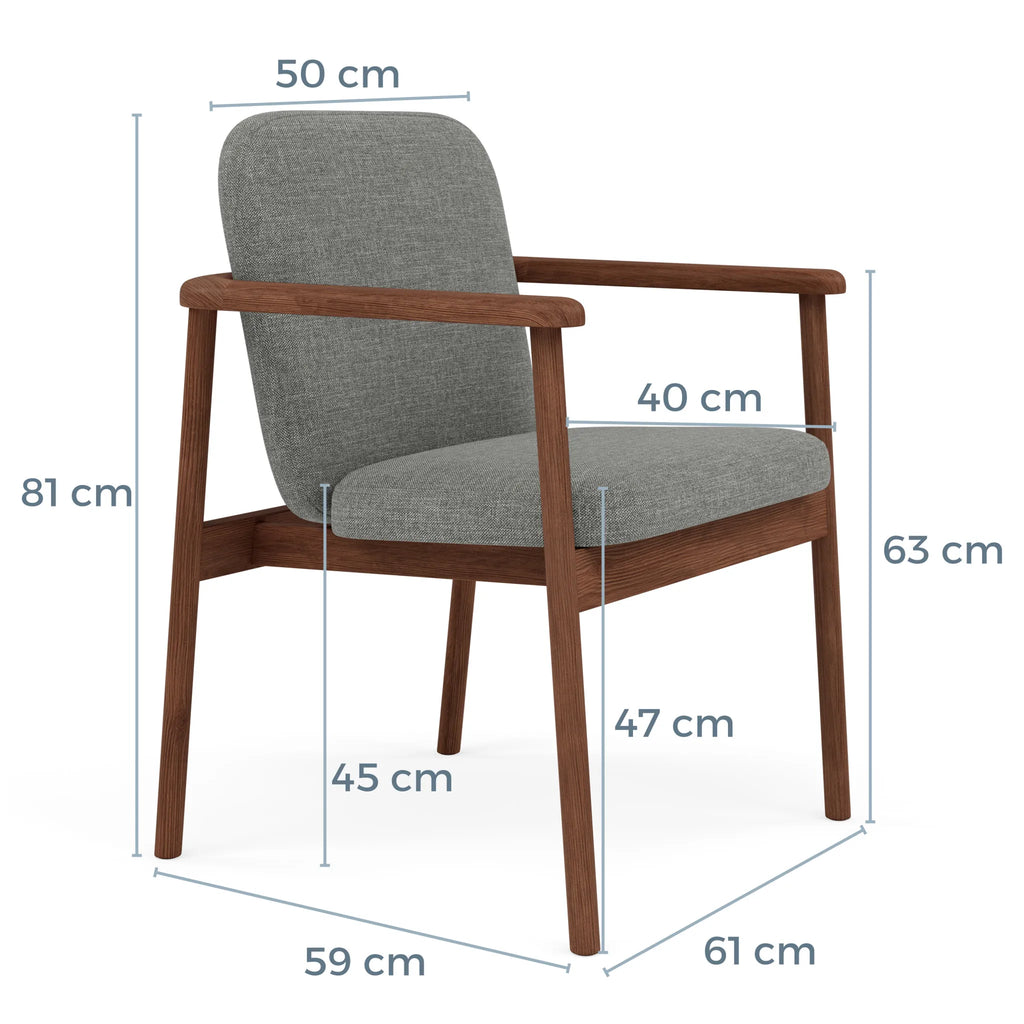 Jackson Dining Chair Pewter Grey Fabric Solid American Walnut