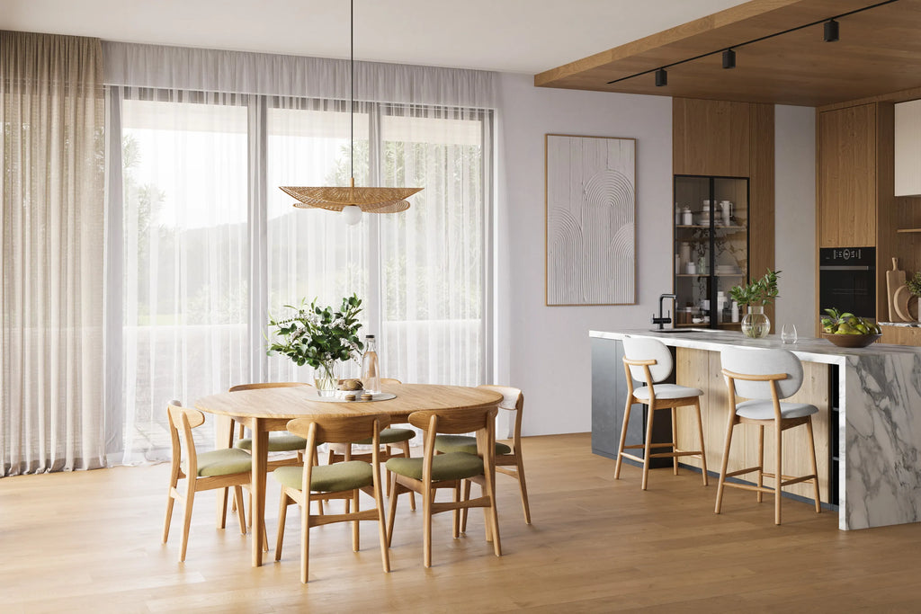 Jackson Dining Table Round Extendable 130-170 x 130cm Solid American Oak