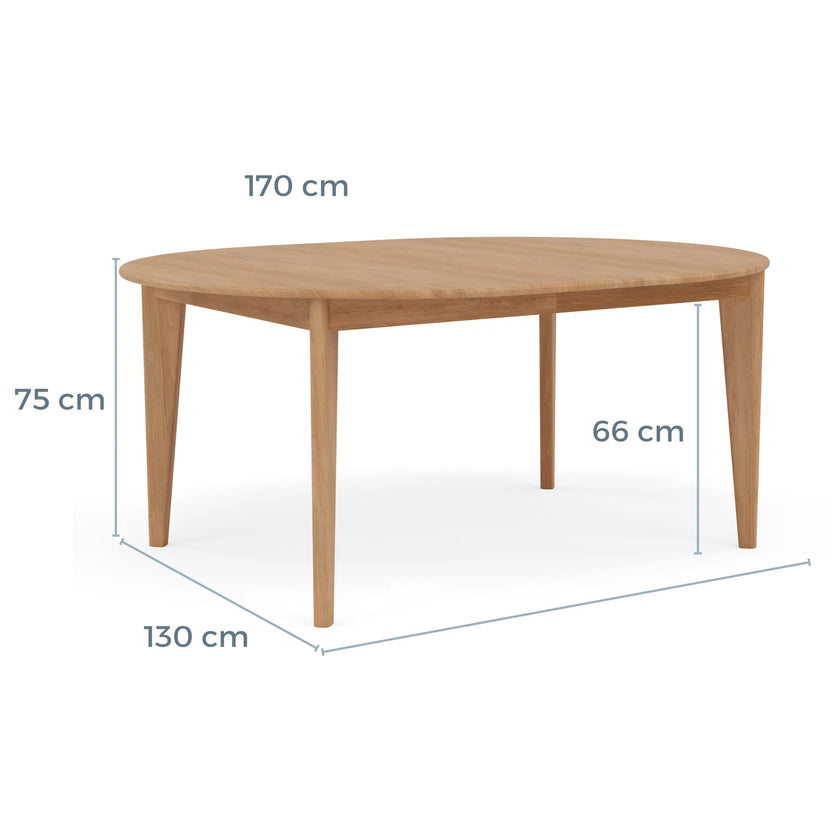 Jackson Dining Table Round Extendable 130-170 x 130cm Solid American Oak