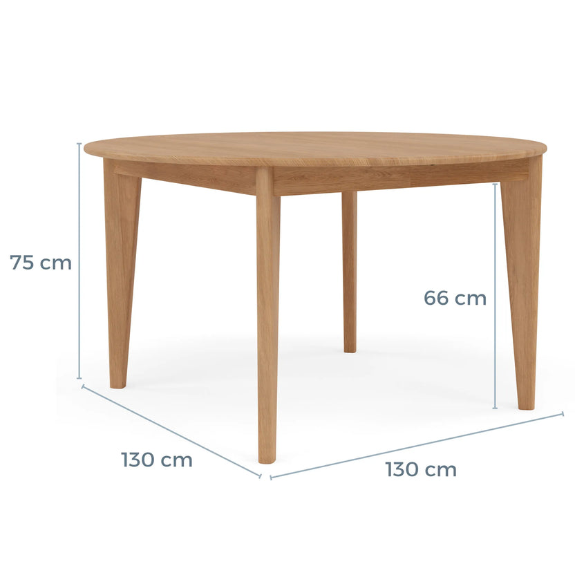 Jackson Dining Table Round Extendable 130-170 x 130cm Solid American Oak