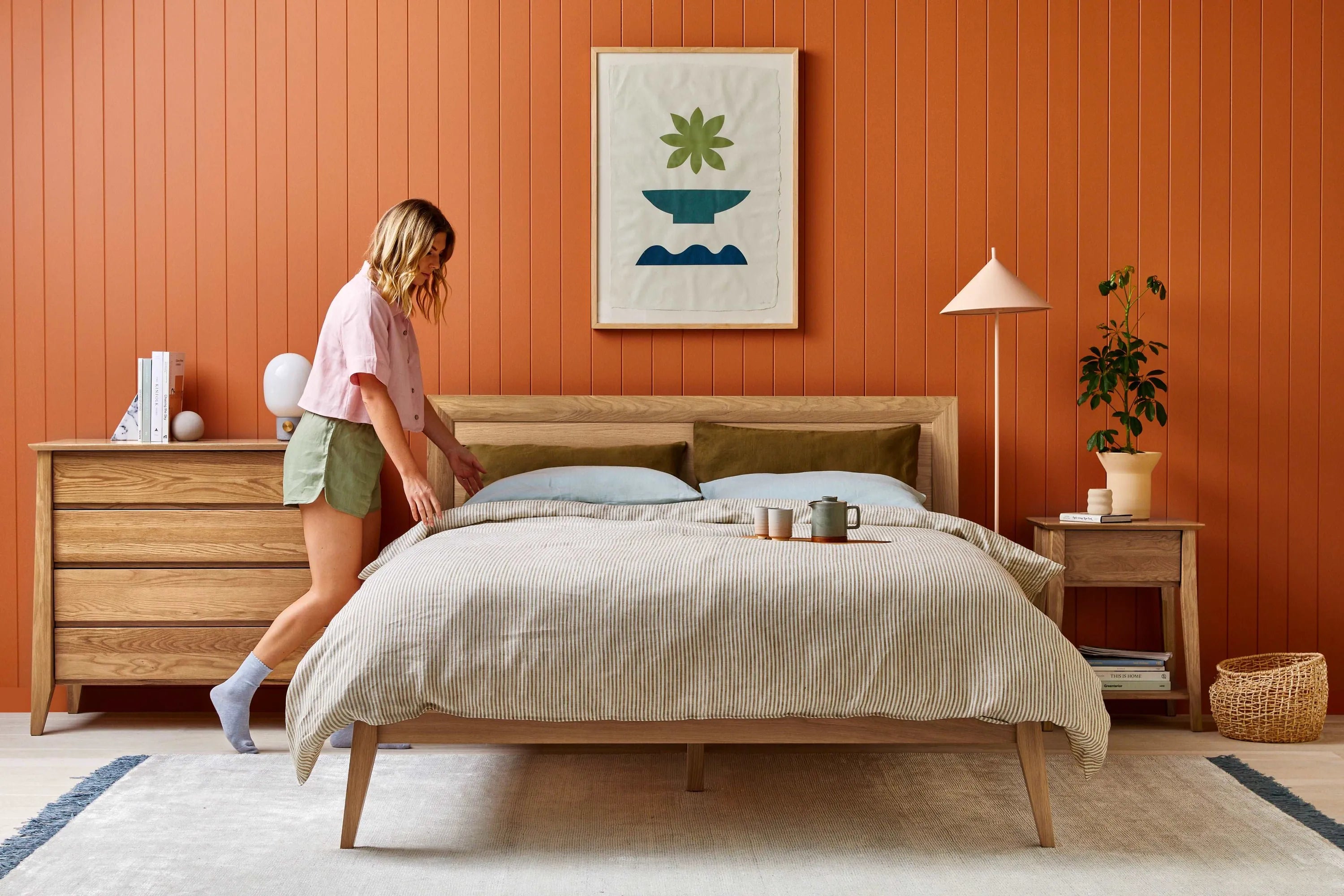 Jolanda Bed Frame Queen Solid American Oak