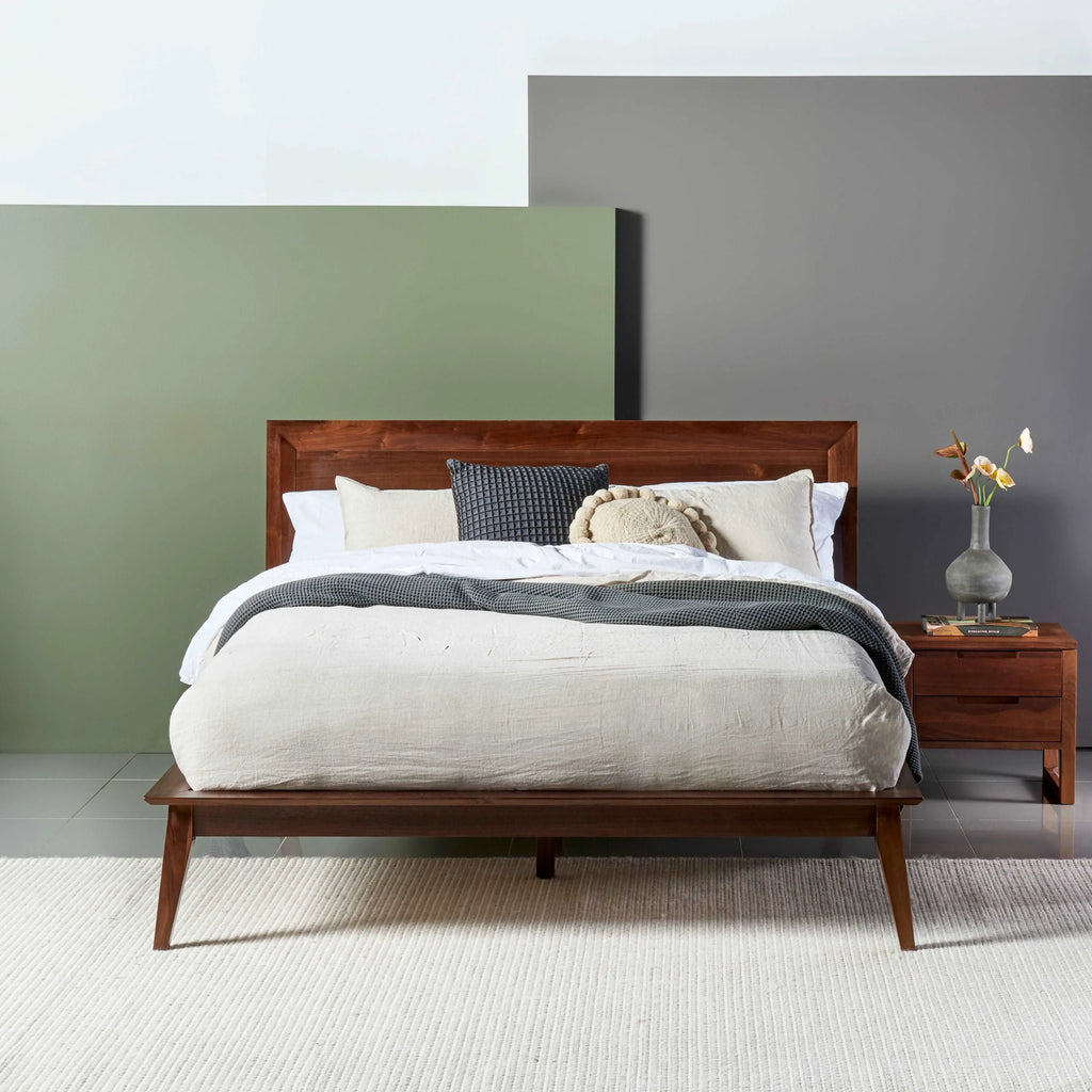 Jolanda Bed Frame Queen Solid American Walnut