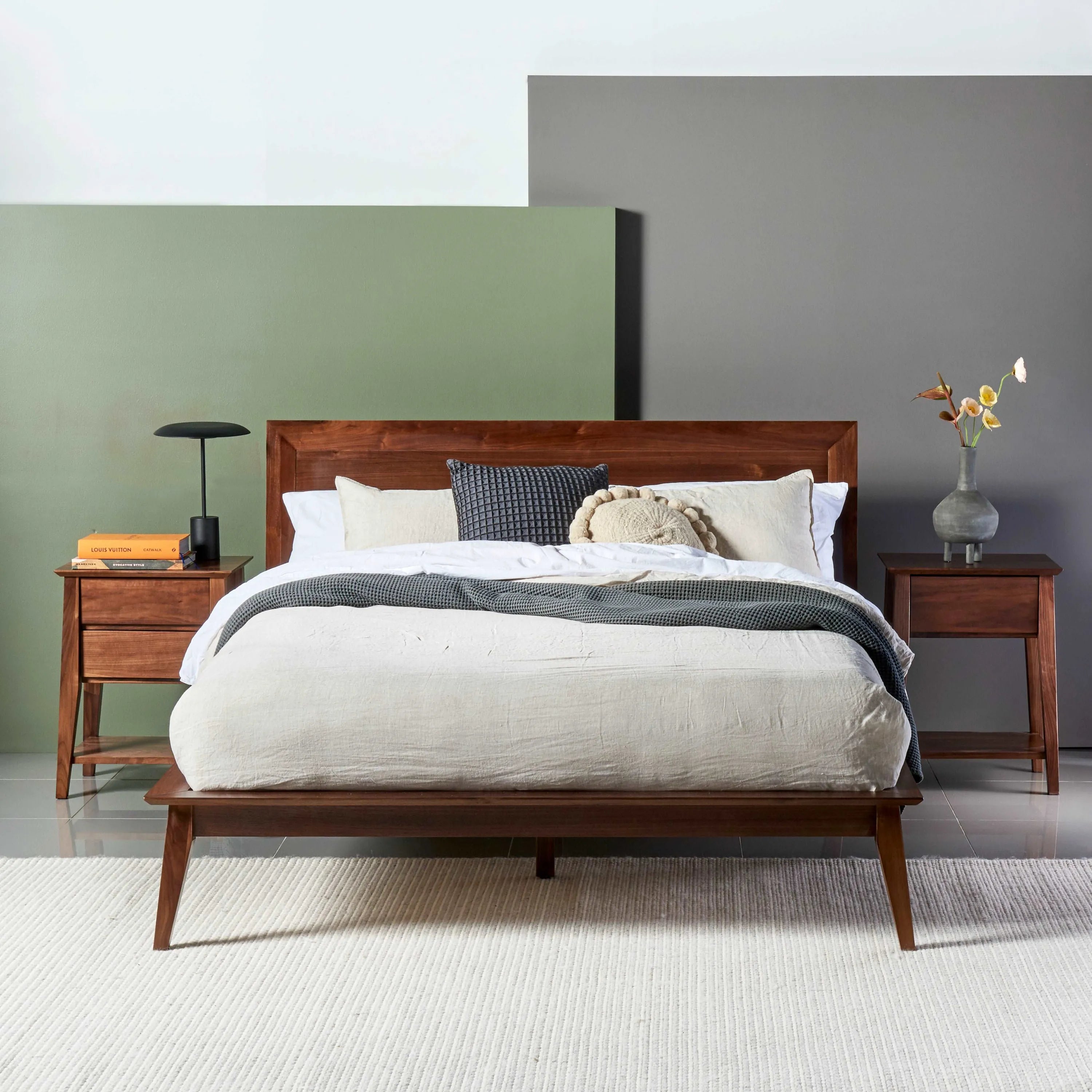 Jolanda Bed Frame Queen Solid American Walnut