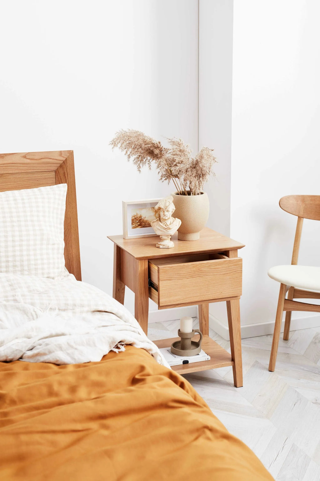 Jolanda Bedside Table 1 Drawer 50 x 40cm Solid American Oak