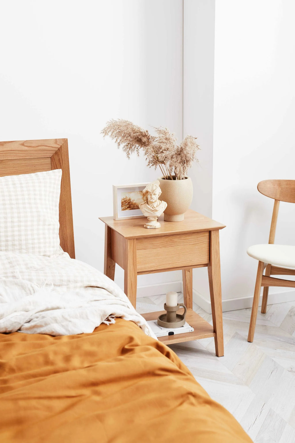 Jolanda Bedside Table 1 Drawer 50 x 40cm Solid American Oak