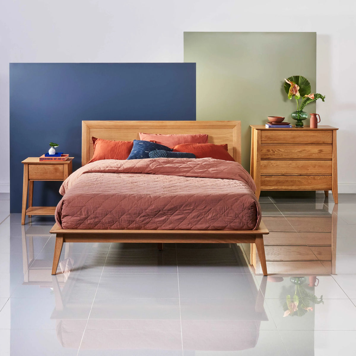 Jolanda Bedside Table 1 Drawer 50 x 40cm Solid American Oak