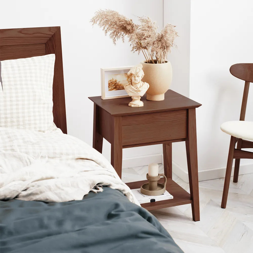 Jolanda Bedside Table 1 Drawer 50 x 40cm Solid American Walnut