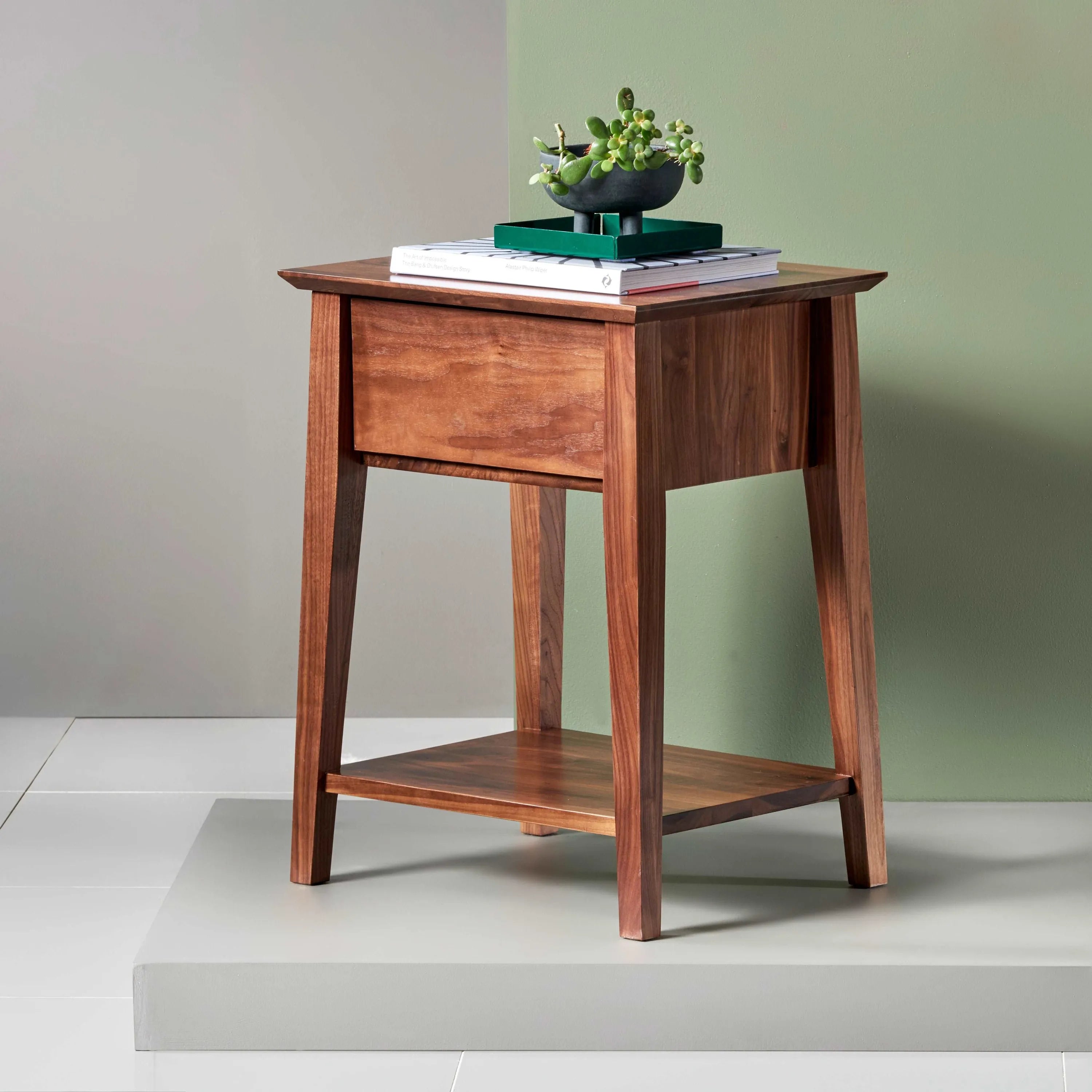 Jolanda Bedside Table 1 Drawer 50 x 40cm Solid American Walnut