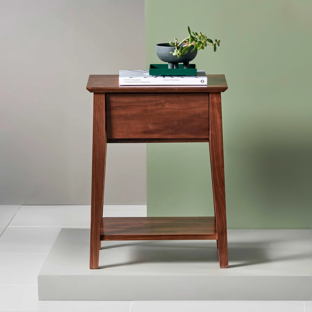 Jolanda Bedside Table 1 Drawer 50 x 40cm Solid American Walnut