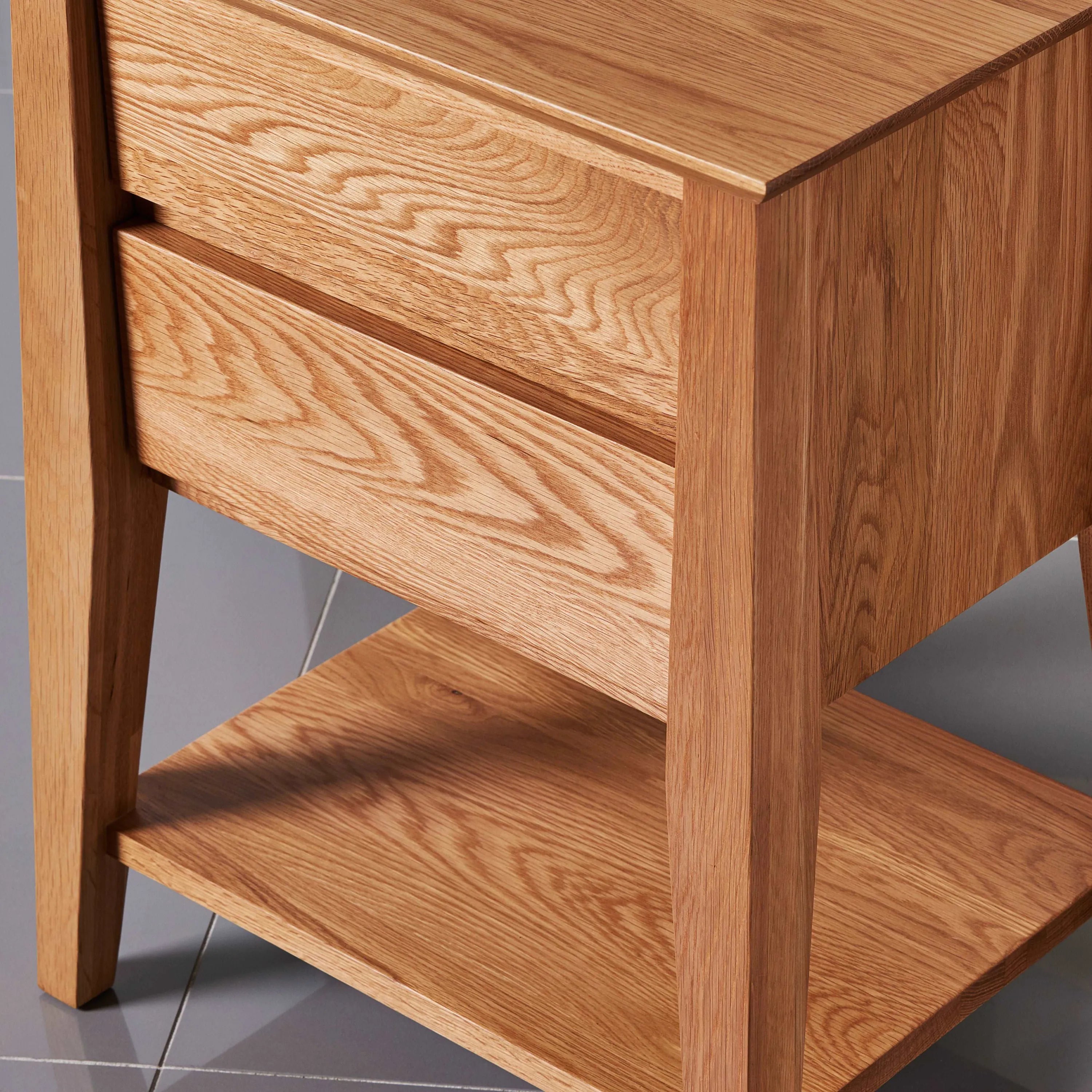 Jolanda Bedside Table 2 Drawers 50 x 40cm Solid American Oak