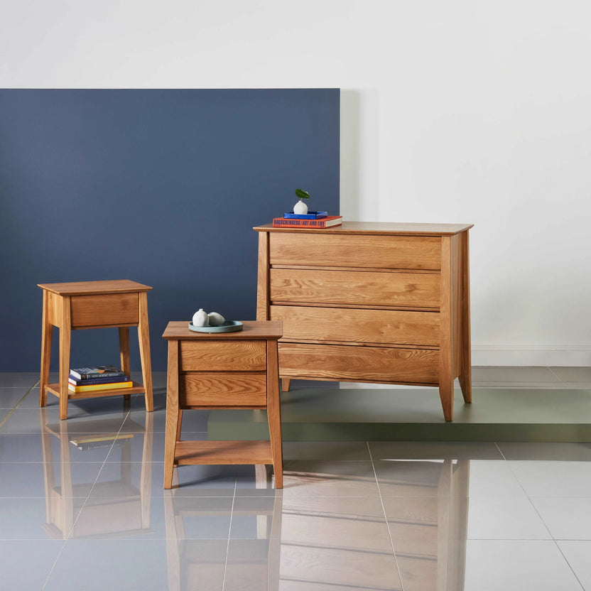 Jolanda Bedside Table 2 Drawers 50 x 40cm Solid American Oak