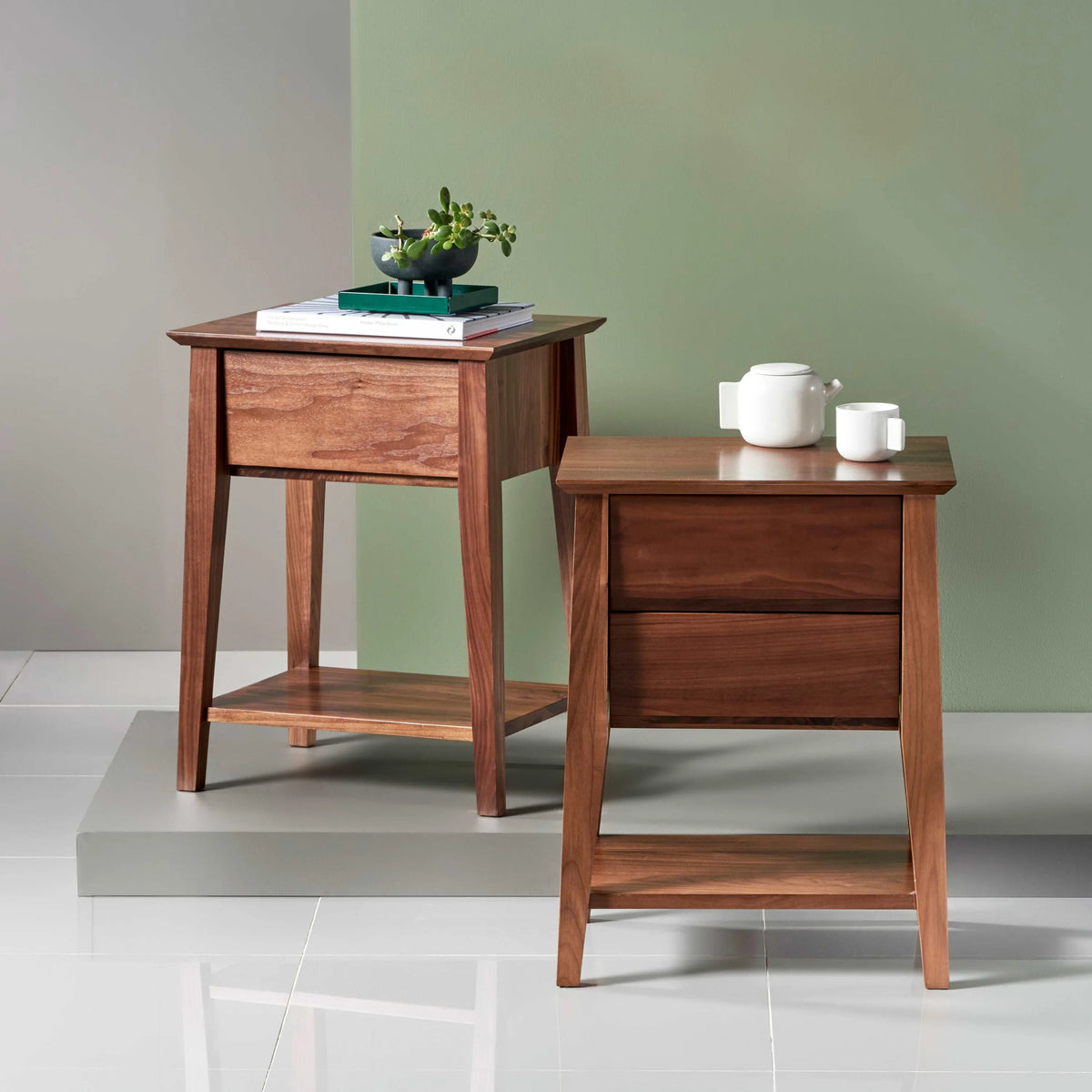 Jolanda Bedside Table 2 Drawers 50 x 40cm Solid American Walnut