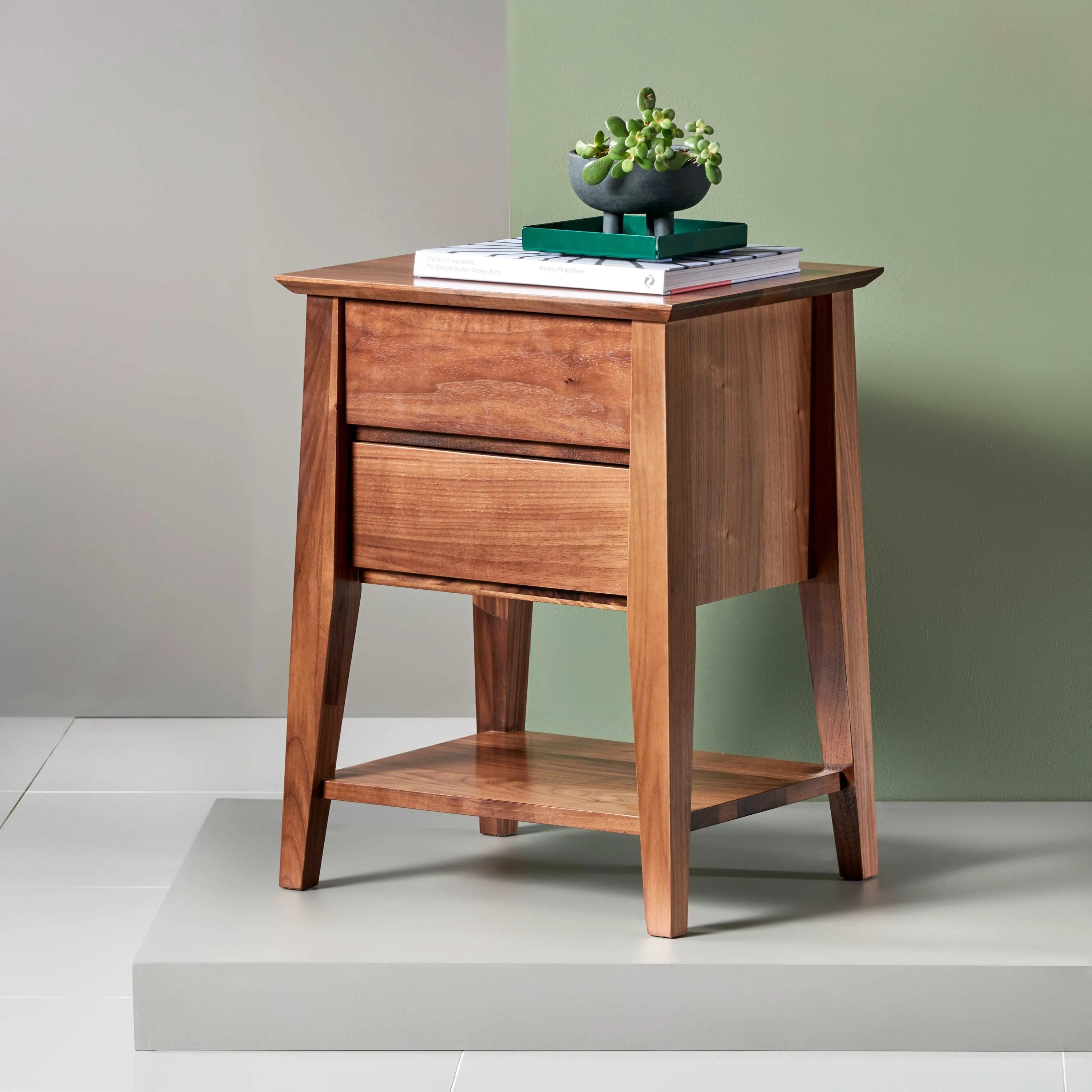 Jolanda Bedside Table 2 Drawers 50 x 40cm Solid American Walnut