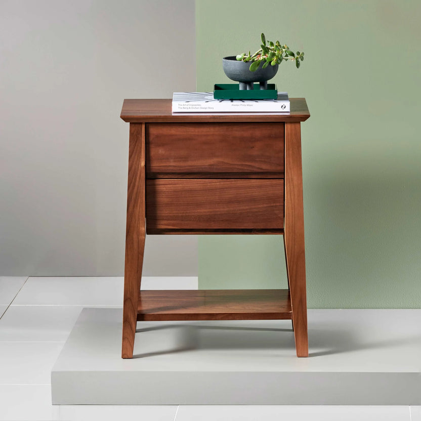 Jolanda Bedside Table 2 Drawers 50 x 40cm Solid American Walnut