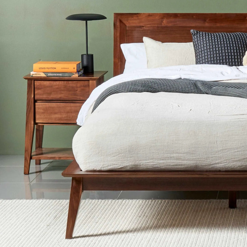 Jolanda Bedside Table 2 Drawers 50 x 40cm Solid American Walnut