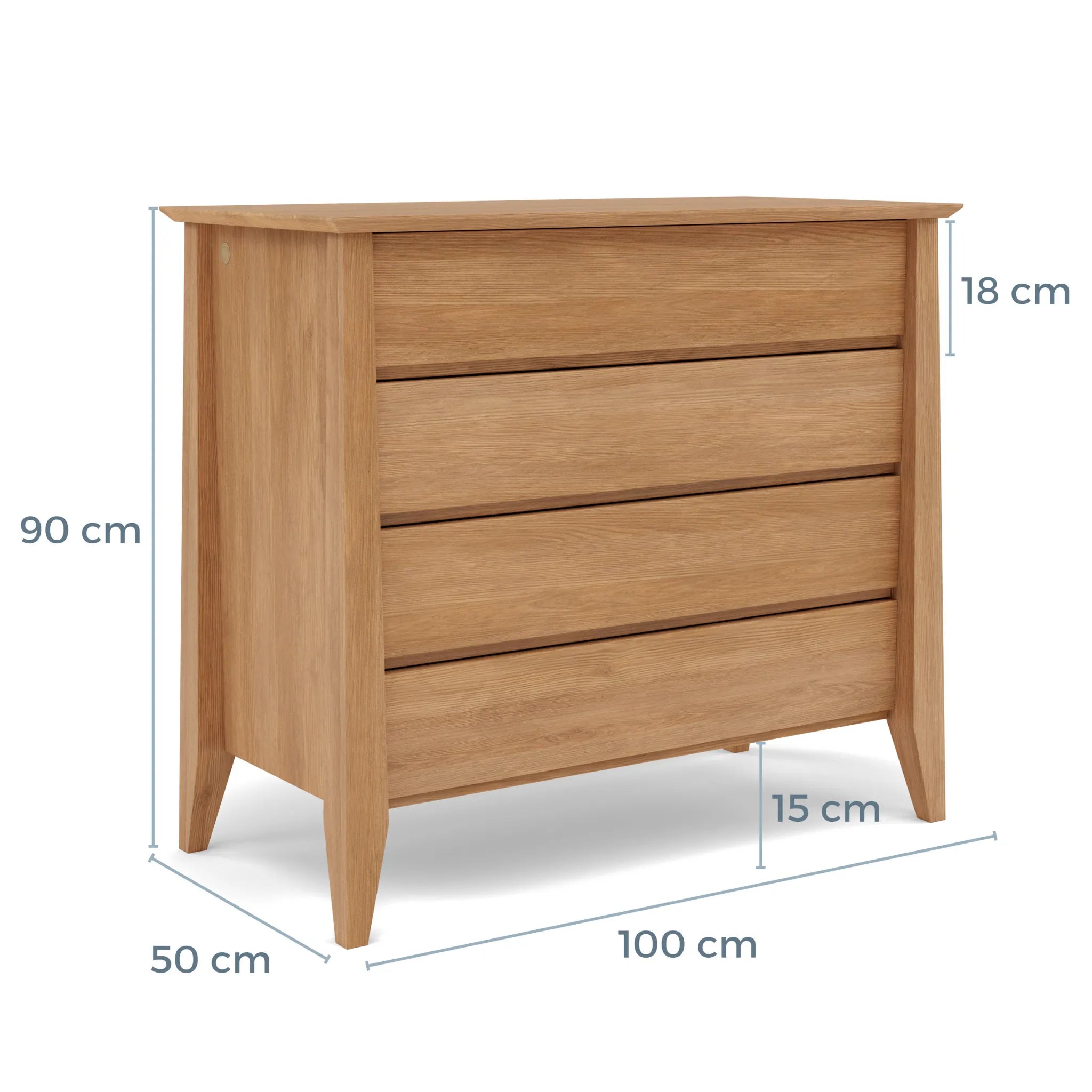 Jolanda Chest 4 Drawers 100 x 50cm Solid American Oak