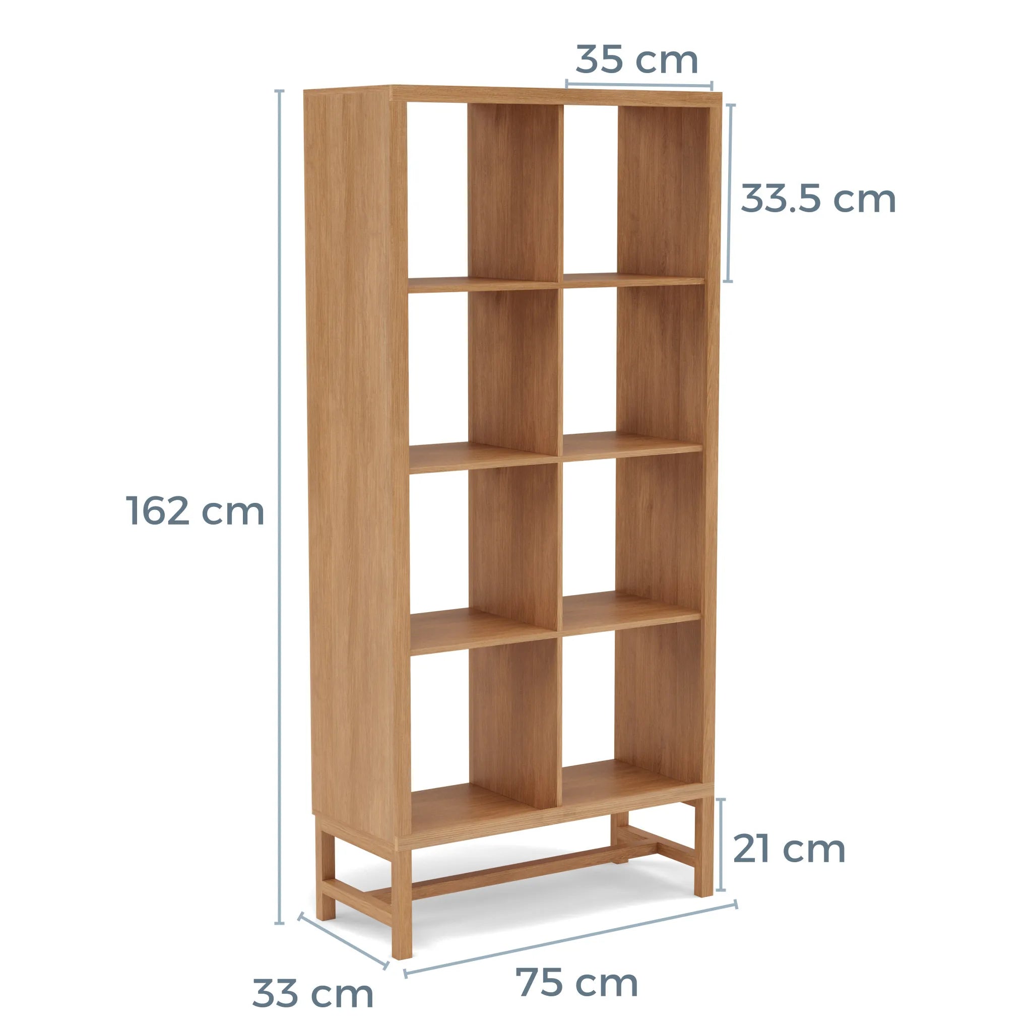 Jonas Display Shelf 2 x 4 75 x 33 x 162cm American Oak