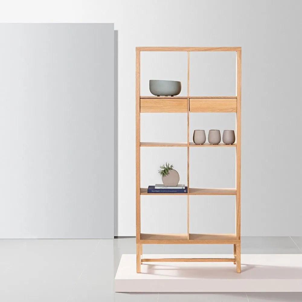 Jonas Display Shelf 2 x 4 with Drawers 75 x 33 x 162cm American Oak