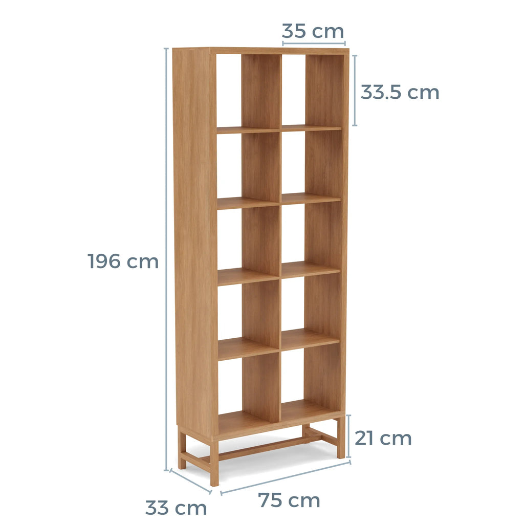 Jonas Display Shelf 2 x 5 75 x 33 x 196cm American Oak