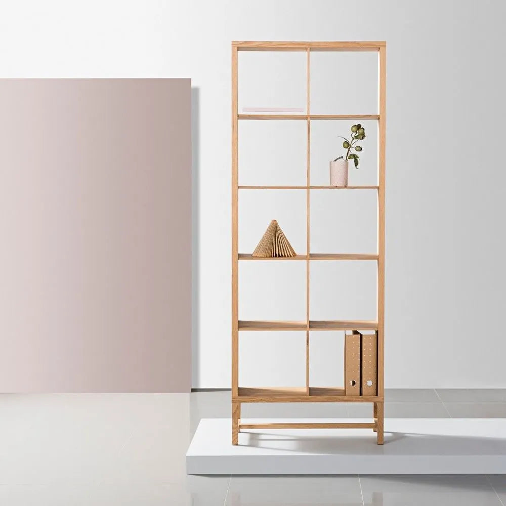 Jonas Display Shelf 2 x 5 75 x 33 x 196cm American Oak