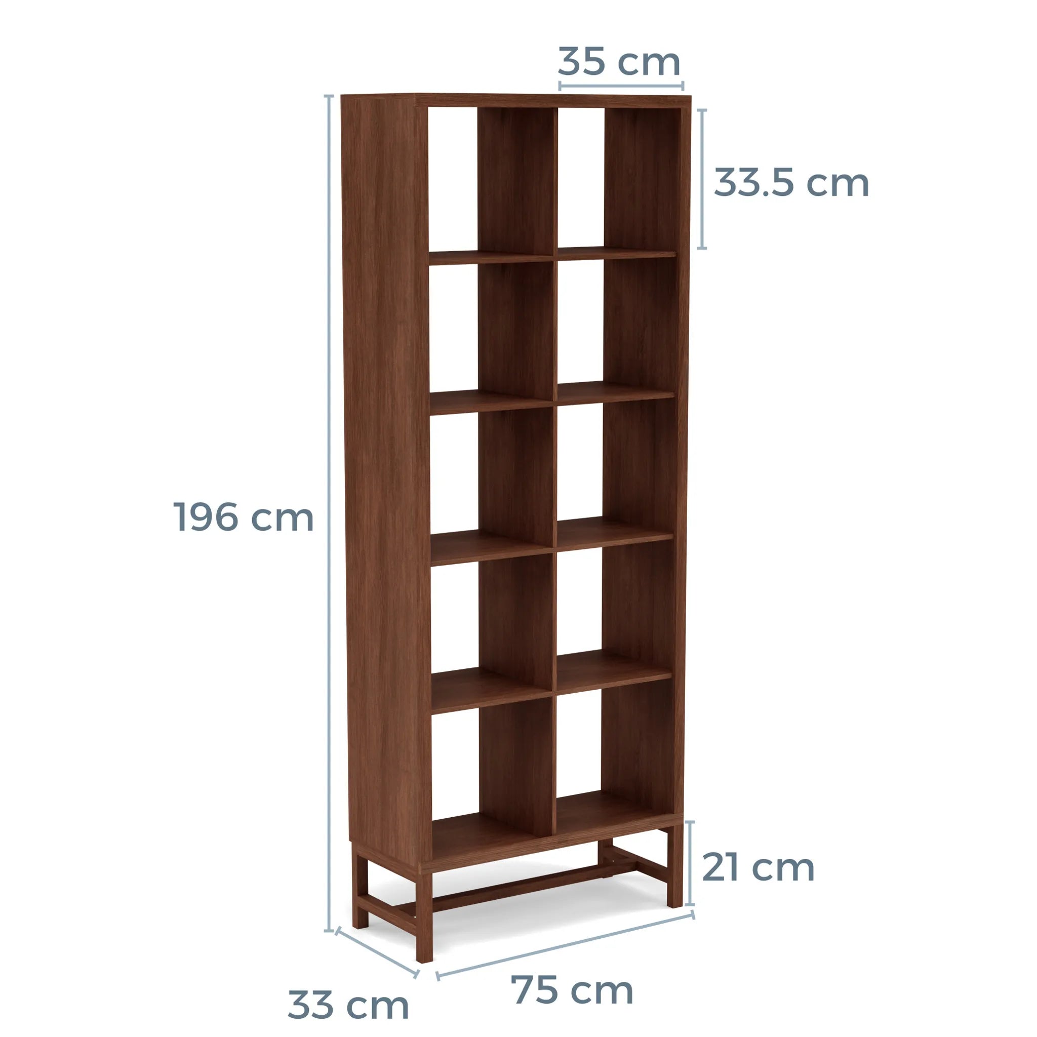 Jonas Display Shelf 2 x 5 75 x 33 x 196cm American Walnut