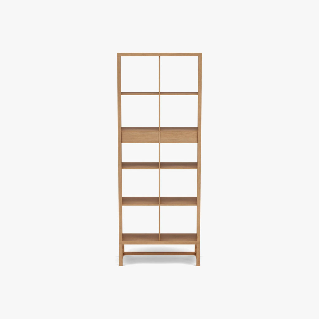 Jonas Display Shelf 2 x 5 with Drawers 75 x 33 x 196cm American Oak