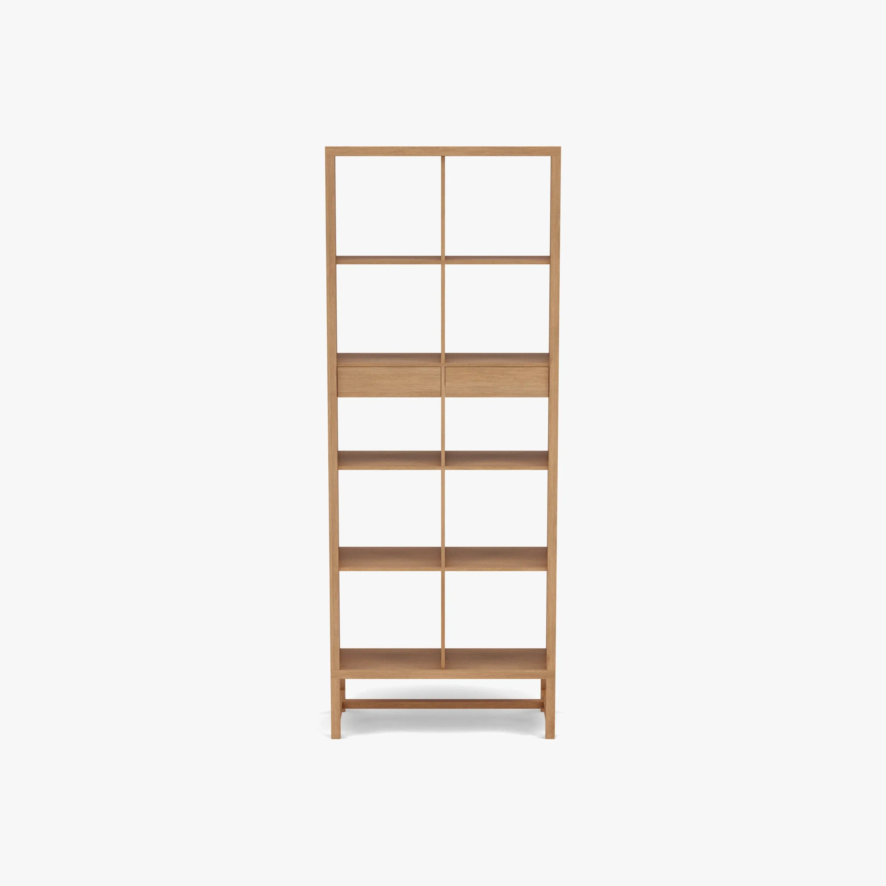 Jonas Display Shelf 2 x 5 with Drawers 75 x 33 x 196cm American Oak