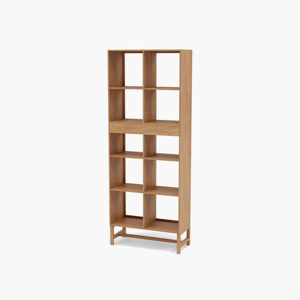 Jonas Display Shelf 2 x 5 with Drawers 75 x 33 x 196cm American Oak