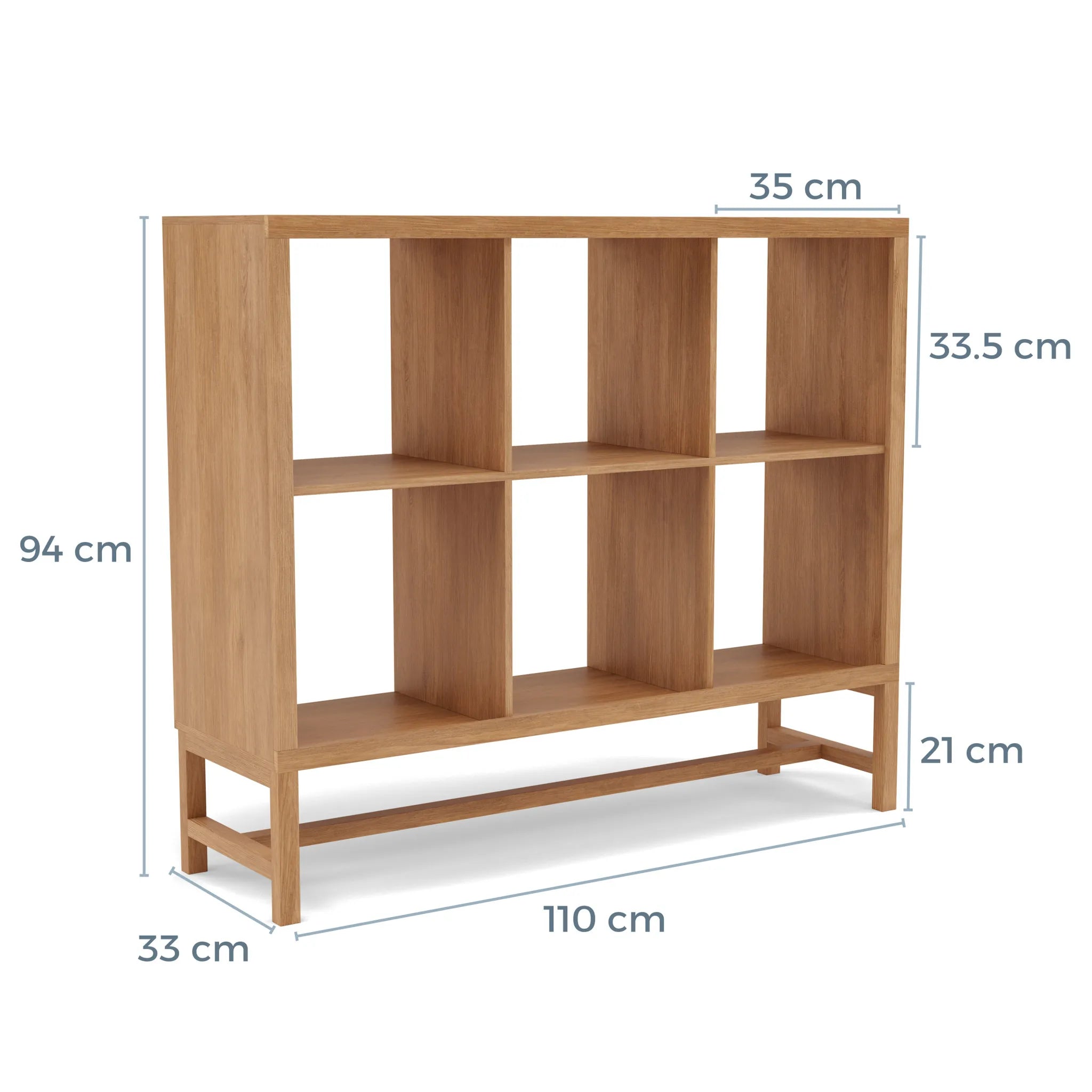 Jonas Display Shelf 3 x 2 110 x 33 x 94cm American Oak