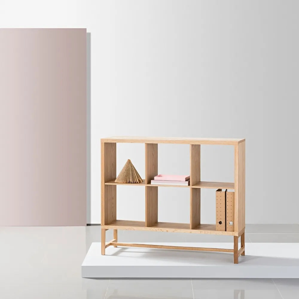 Jonas Display Shelf 3 x 2 110 x 33 x 94cm American Oak