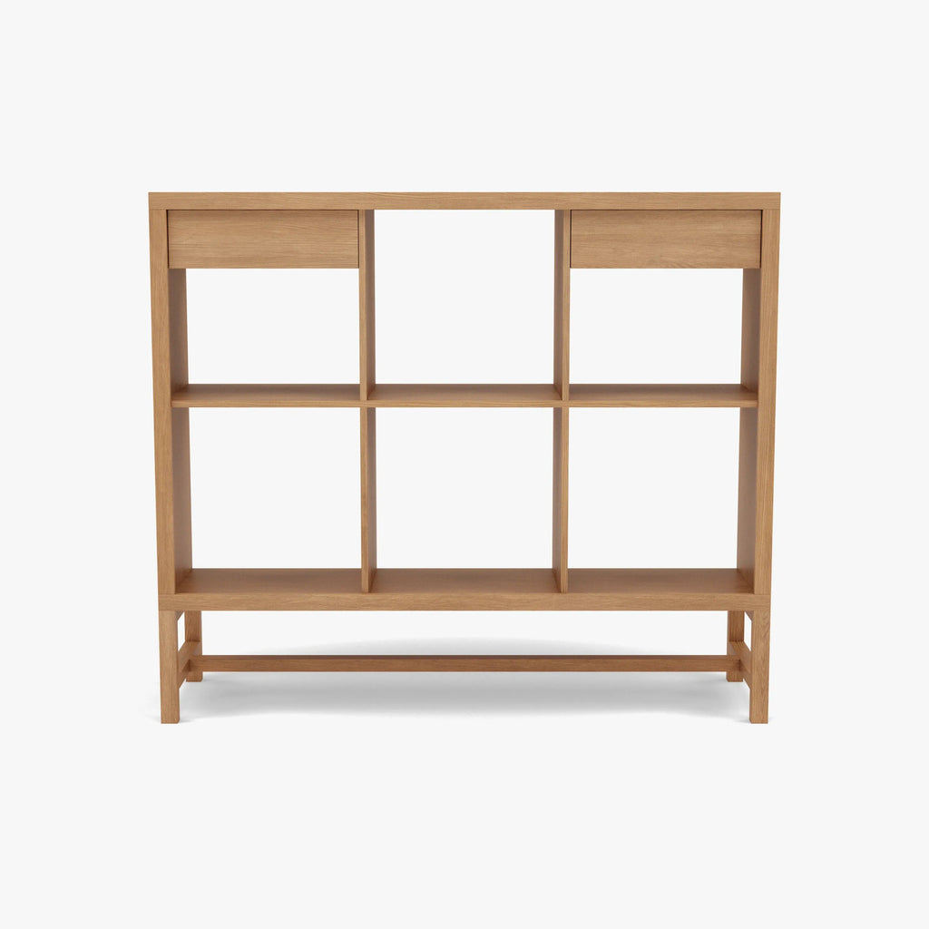 Jonas Display Shelf 3 x 2 with Drawers 110 x 33 x 94cm American Oak