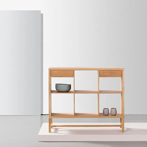 Jonas Display Shelf 3 x 2 with Drawers 110 x 33 x 94cm American Oak