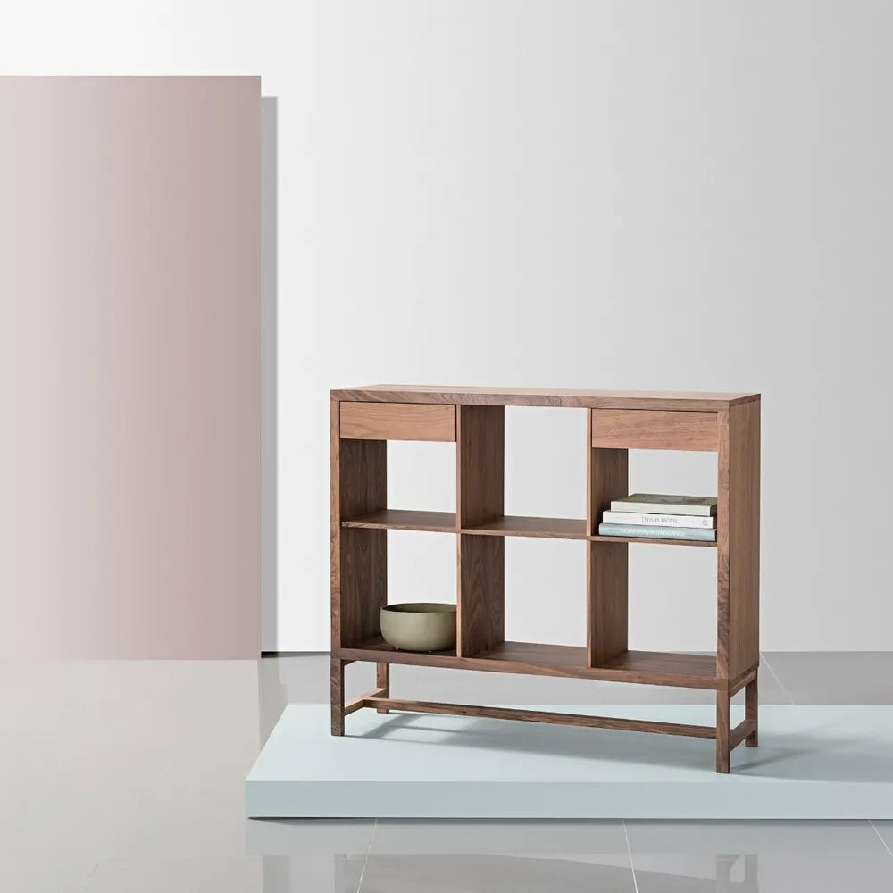 Jonas Display Shelf 3 x 2 with Drawers 110 x 33 x 94cm American Walnut