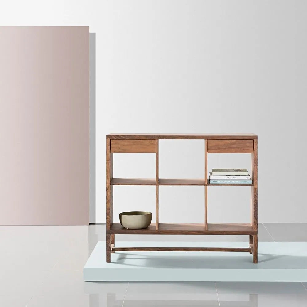 Jonas Display Shelf 3 x 2 with Drawers 110 x 33 x 94cm American Walnut