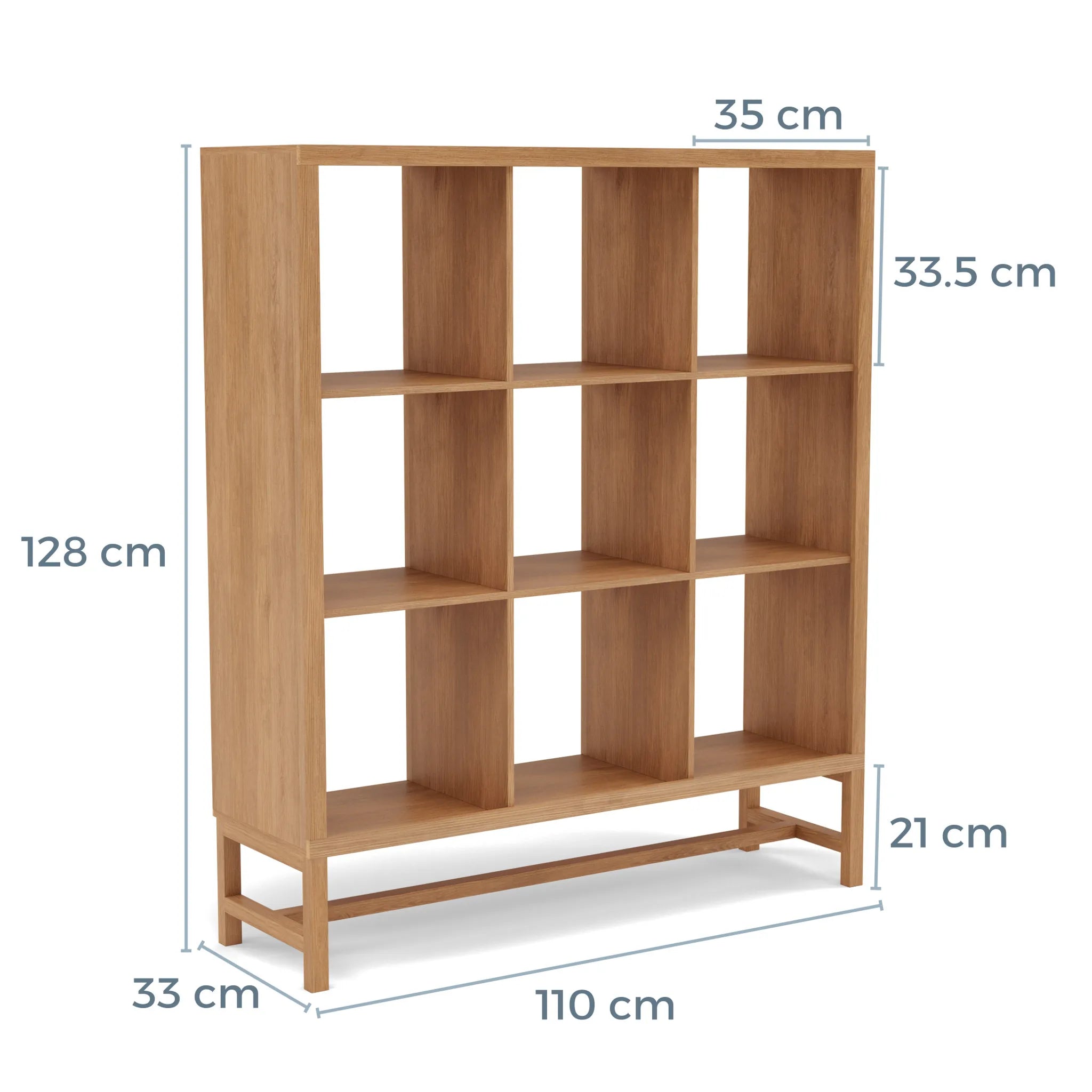 Jonas Display Shelf 3 x 3 110 x 33 x 128cm American Oak