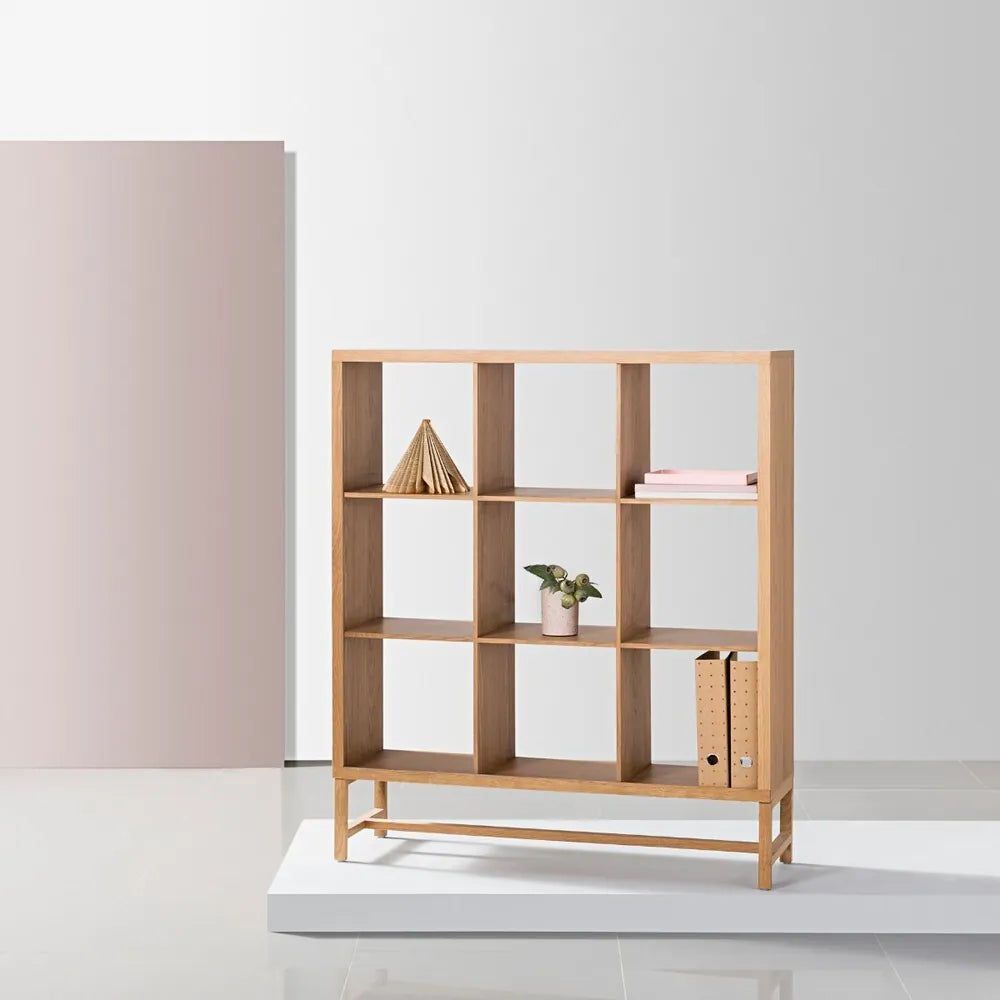 Jonas Display Shelf 3 x 3 110 x 33 x 128cm American Oak