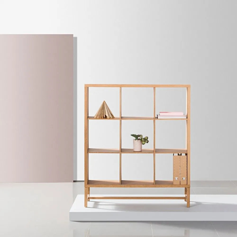 Jonas Display Shelf 3 x 3 110 x 33 x 128cm American Oak