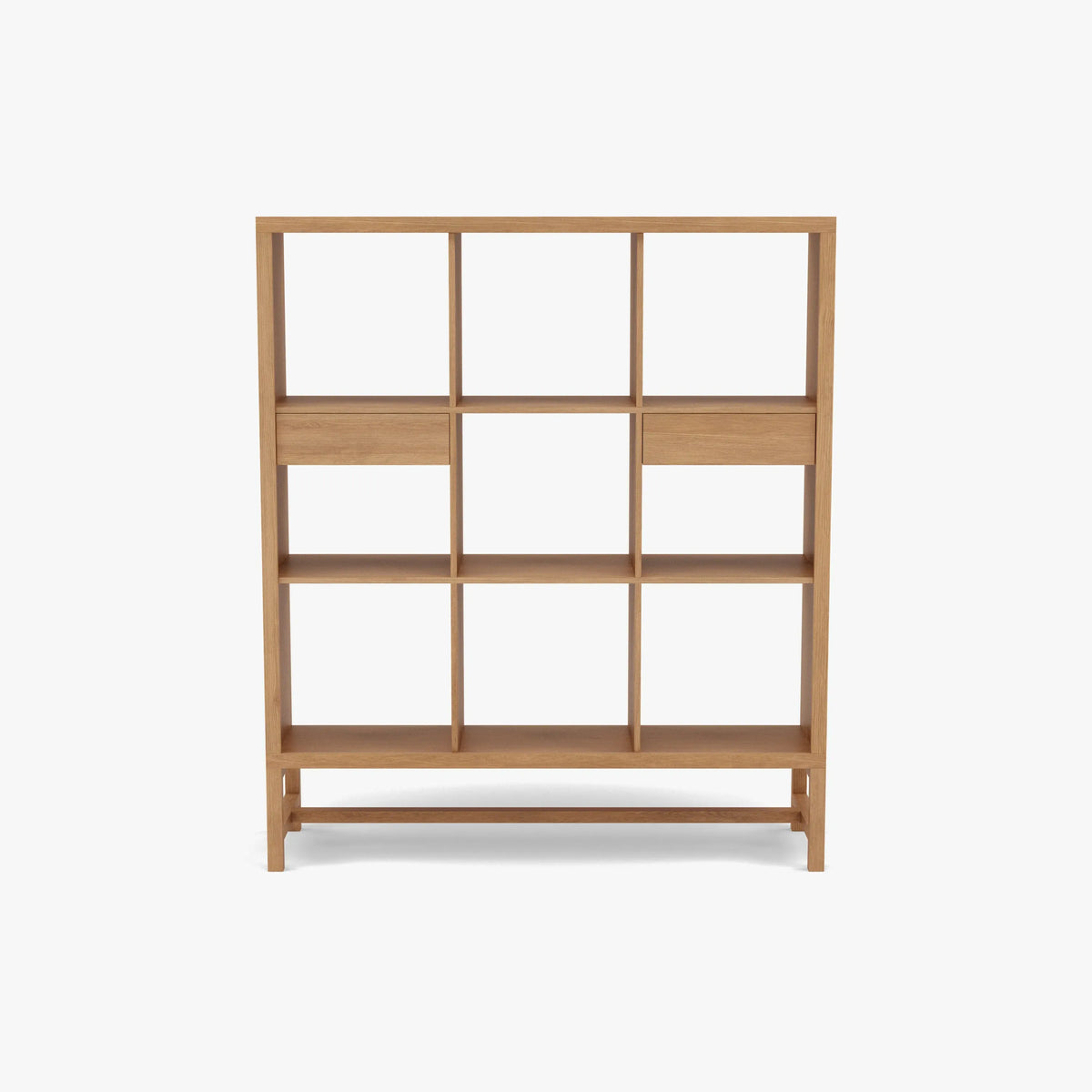 Jonas Display Shelf 3 x 3 with Drawers 110 x 33 x 128cm American Oak