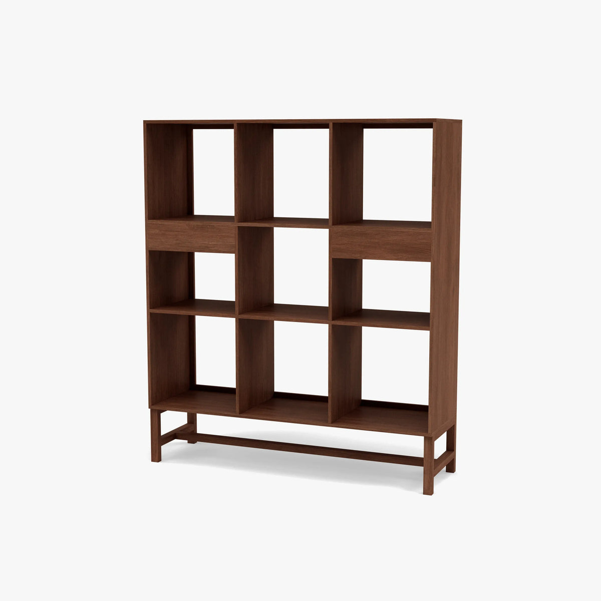 Jonas Display Shelf 3 x 3 with Drawers 110 x 33 x 128cm American Walnut