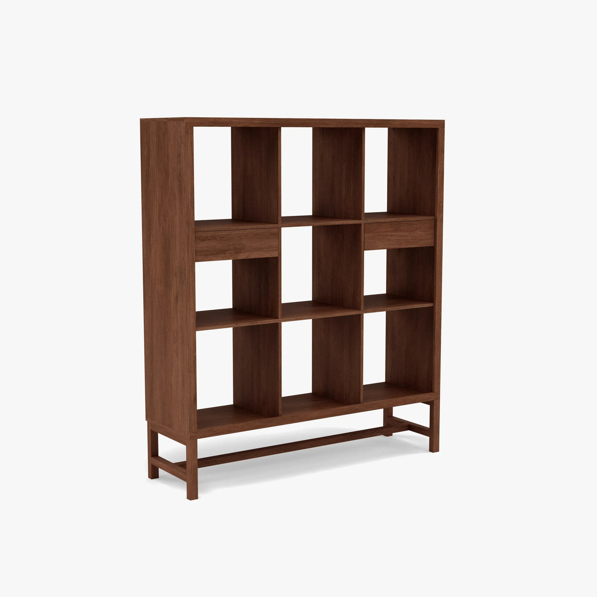 Jonas Display Shelf 3 x 3 with Drawers 110 x 33 x 128cm American Walnut