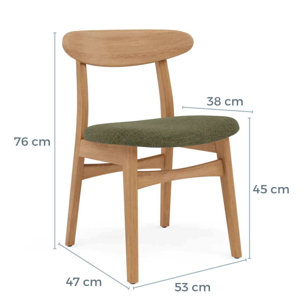 Magnus Dining Chair Aloe Green Fabric Solid American Oak